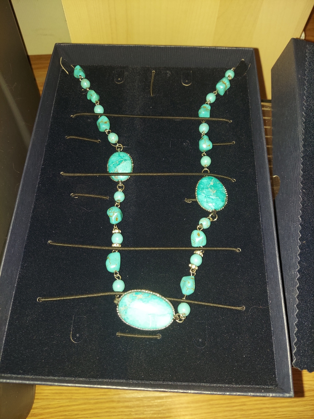 Stauer Turquoise Beaded Necklace with Oval Stone Accents - Blue - Picture 4 of 13